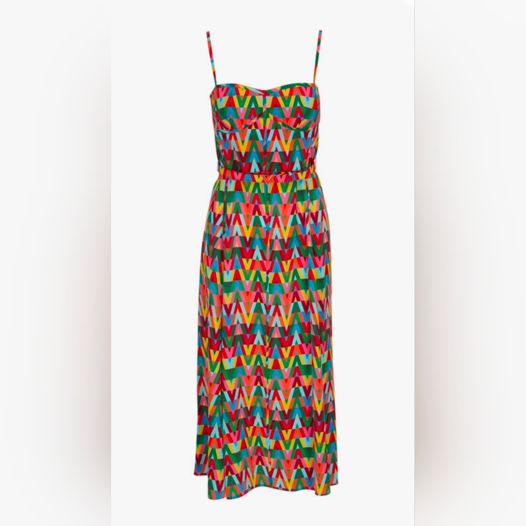Valentino Multicolor Silk Crepe Sleeveless Dress Size Small